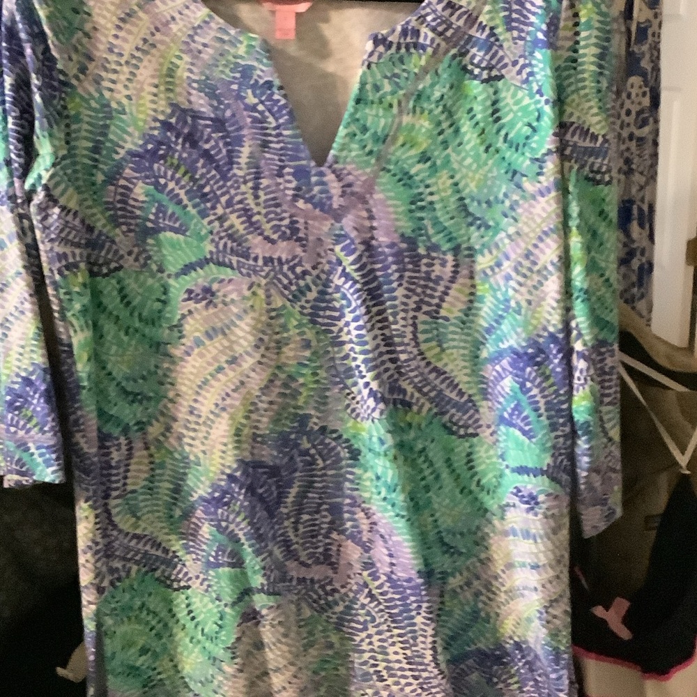 Lilly Pulitzer Vibrant Blue‎ and Green Blouse - Picture 4 of 7